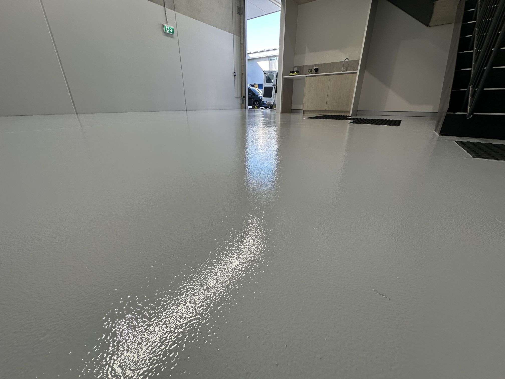 Conductive epoxy flooring in a Sydney warehouse
